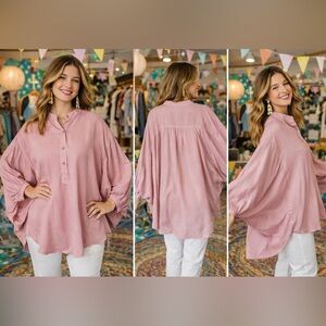 Unicorn Tribe Lavender Oversized Top 1XL | Plus Size Boho Chic Flowy Rayon